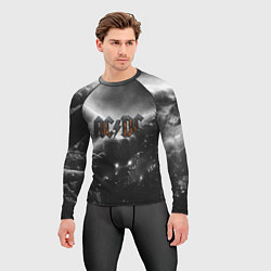 Рашгард мужской ACDC металлический лого черно-белая текстура, цвет: 3D-принт — фото 2