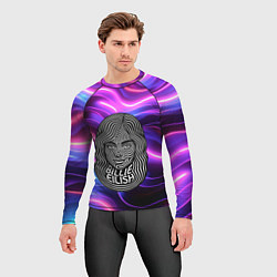 Рашгард мужской Портрет Билли Айлиш из линий, цвет: 3D-принт — фото 2