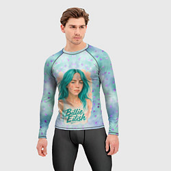 Рашгард мужской Билли Айлиш бирюзовые волосы, цвет: 3D-принт — фото 2