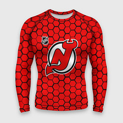 Рашгард мужской Нью Джерси Девилз - красные соты, цвет: 3D-принт
