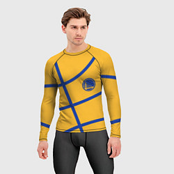 Рашгард мужской Голден Стэйт Уорриорз - текстура желтого мяча, цвет: 3D-принт — фото 2