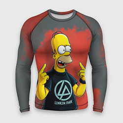 Рашгард мужской Гомер в футболке Linkin Park, цвет: 3D-принт