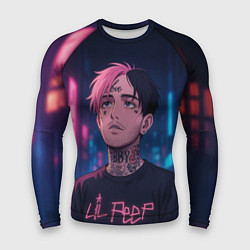 Рашгард мужской LiL Peep - Неоновый аниме арт, цвет: 3D-принт