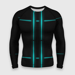 Рашгард мужской Neon black light blue line, цвет: 3D-принт