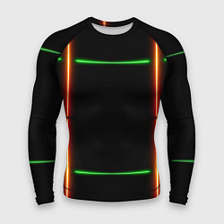 Рашгард мужской Color black green orange lines, цвет: 3D-принт
