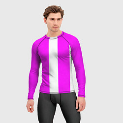 Рашгард мужской Color white pink line, цвет: 3D-принт — фото 2