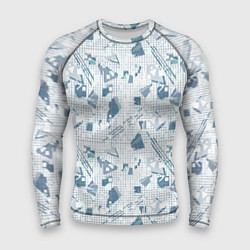 Мужской рашгард Мемфис синий с серым клетчатый геометрический узор
