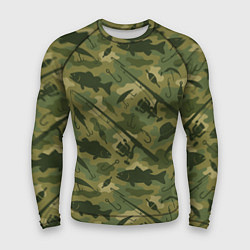 Рашгард мужской Камуфляж рыболовный, цвет: 3D-принт