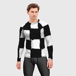 Рашгард мужской Черные квадраты в виде шахматной доски, цвет: 3D-принт — фото 2