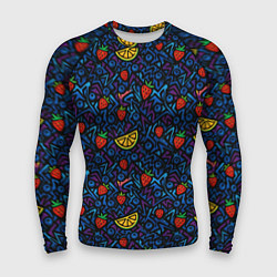 Рашгард мужской Лимон и клубника паттерн, цвет: 3D-принт