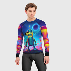 Рашгард мужской Сынишка Бендера в сказочном лесу светящихся грибов, цвет: 3D-принт — фото 2