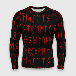 Рашгард мужской Красные символы древних рун крупные - паттерн, цвет: 3D-принт