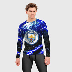 Рашгард мужской Манчестер сити молнии шторм, цвет: 3D-принт — фото 2