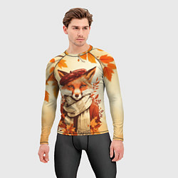 Рашгард мужской Осенний лис в шарфе, цвет: 3D-принт — фото 2