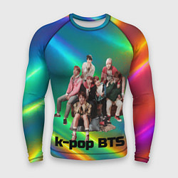 Рашгард мужской BTS радужный блестящий фон, цвет: 3D-принт