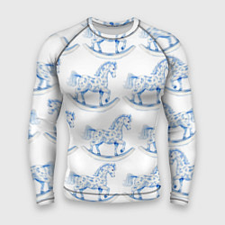 Рашгард мужской Лошадка качалка гжель, цвет: 3D-принт