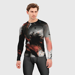 Рашгард мужской Тёмные краски абстракция красно-чёрный, цвет: 3D-принт — фото 2