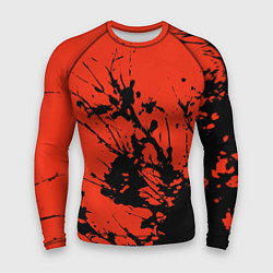 Мужской рашгард Взрыв чёрной краски на красно-оранжевом