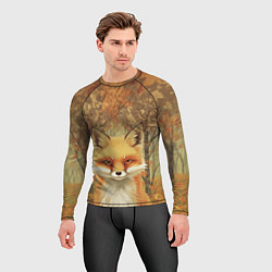 Рашгард мужской Лисенок в осеннем лесу, цвет: 3D-принт — фото 2