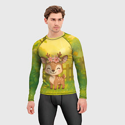 Рашгард мужской Милый олененок на зеленом дворе, цвет: 3D-принт — фото 2