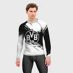 Рашгард мужской Borussia черно белые полосы, цвет: 3D-принт — фото 2