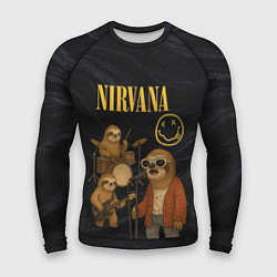 Рашгард мужской Ленивцы группа Nirvana, цвет: 3D-принт