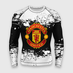 Мужской рашгард Манчестер Юнайтед черно белые краски лого