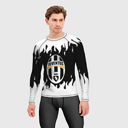 Рашгард мужской Ювентус черно белый огонь, цвет: 3D-принт — фото 2