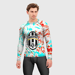 Рашгард мужской Ювентус штрихи красок текстура, цвет: 3D-принт — фото 2