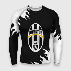 Рашгард мужской Juventus белый огонь текстура, цвет: 3D-принт