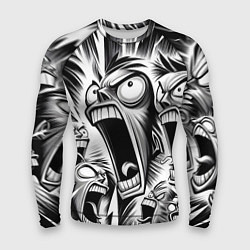 Мужской рашгард Орущие рожицы и чёрные молнии - нейроарт