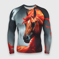 Рашгард мужской Огненная лошадь на сером, цвет: 3D-принт