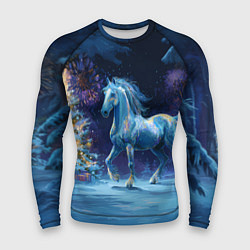 Рашгард мужской Сияющая новогодняя лошадка, цвет: 3D-принт