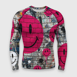 Мужской рашгард Розовые смайлы граффити