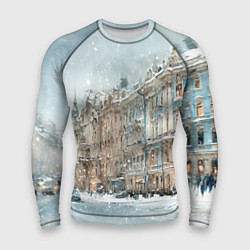 Рашгард мужской Снежный день в Санкт-Петербурге, цвет: 3D-принт