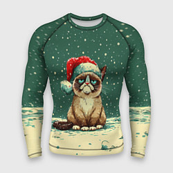 Рашгард мужской Печальный Новогодний мем кот, цвет: 3D-принт