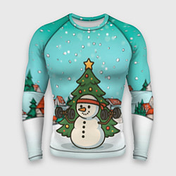 Рашгард мужской Снеговик - Новогодний Зож, цвет: 3D-принт