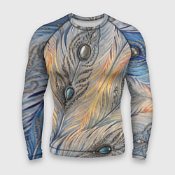 Мужской рашгард Синие перья с самоцветами