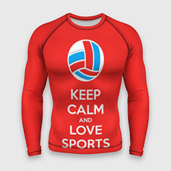Рашгард мужской Keep Calm & Love Volleyball, цвет: 3D-принт