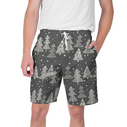 Шорты на шнурке мужские Grey Christmas Trees, цвет: 3D-принт