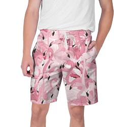 Шорты на шнурке мужские Розовый фламинго, цвет: 3D-принт
