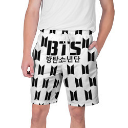 Шорты на шнурке мужские BTS: White Pattern, цвет: 3D-принт