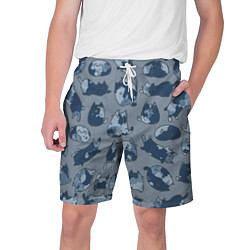 Мужские шорты Камуфляж с котиками серо-голубой