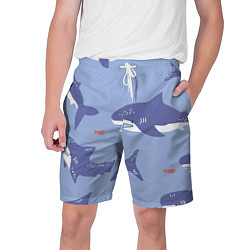 Шорты на шнурке мужские Акулий косяк, цвет: 3D-принт
