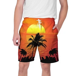 Шорты на шнурке мужские Пальмы на фоне моря, цвет: 3D-принт