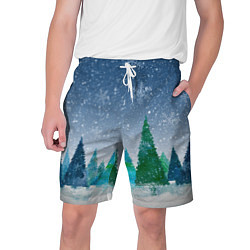 Мужские шорты Снежинки в лесу