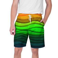 Шорты на шнурке мужские Цветные волны, цвет: 3D-принт