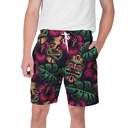Шорты на шнурке мужские Тропический, цвет: 3D-принт