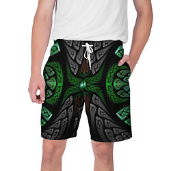 Шорты на шнурке мужские Серо-Зеленые Узоры, цвет: 3D-принт