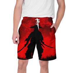 Шорты на шнурке мужские САМУРАЙ кровавой луны, цвет: 3D-принт